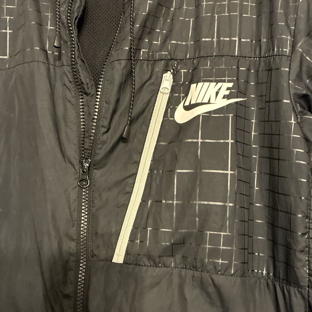 Nike Air Jacket Windbreaker Black Zip Up Woven Tech Utility Hoodie Mesh Lined M - Picture 13 of 16